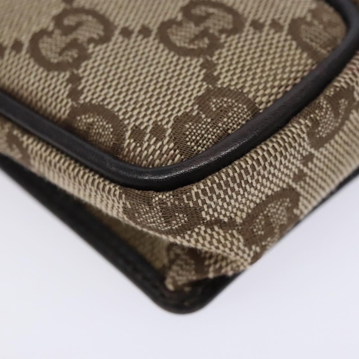 GUCCI GG Canvas Pouch Beige Silver 039 1669 1097 Auth 133490