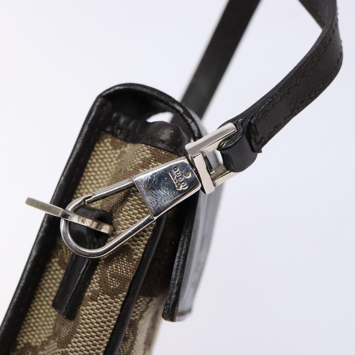 GUCCI GG Canvas Pouch Beige Silver 039 1669 1097 Auth 133490
