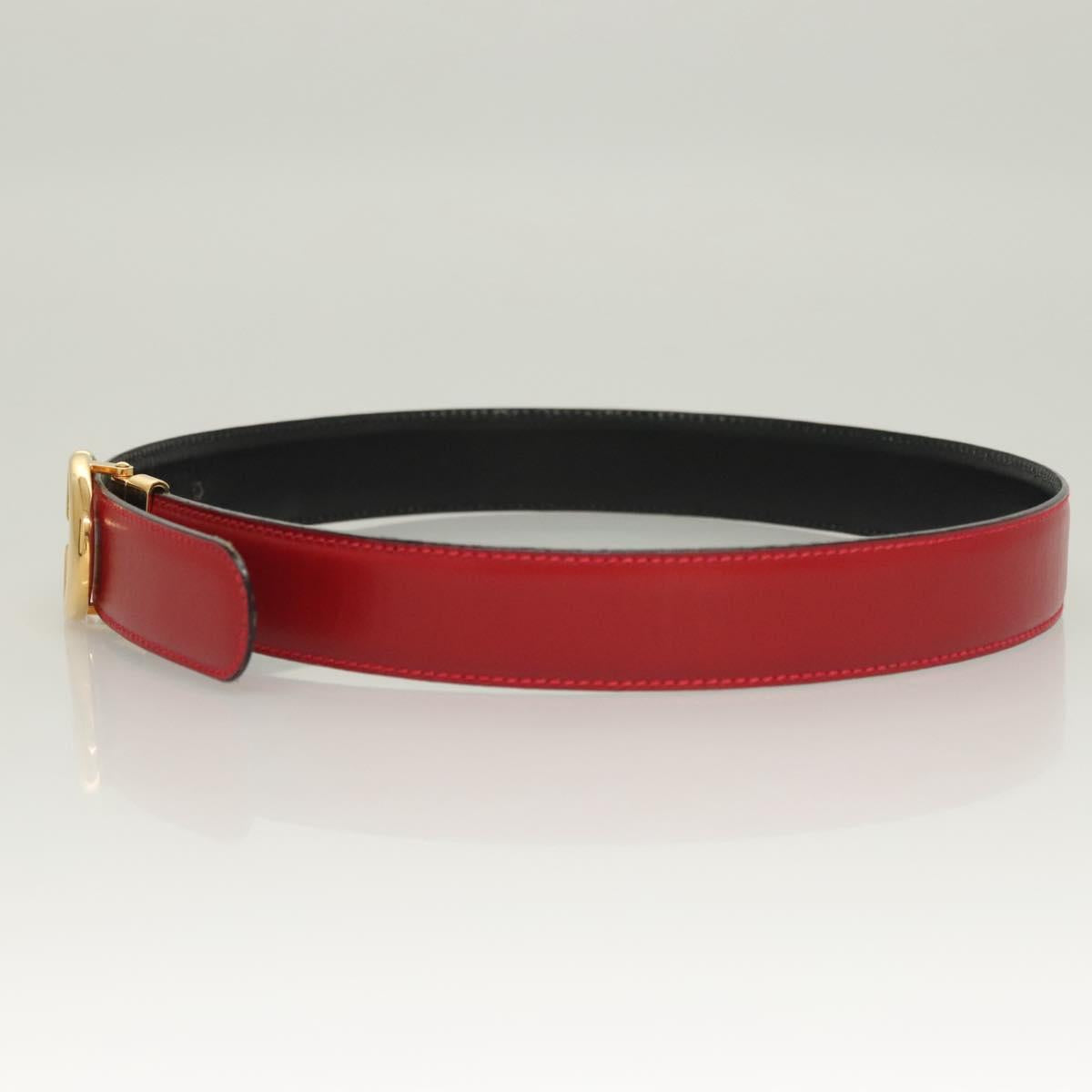 GUCCI Belt Leather 29.9"" Red Gold 037 194 0910 Auth 133494