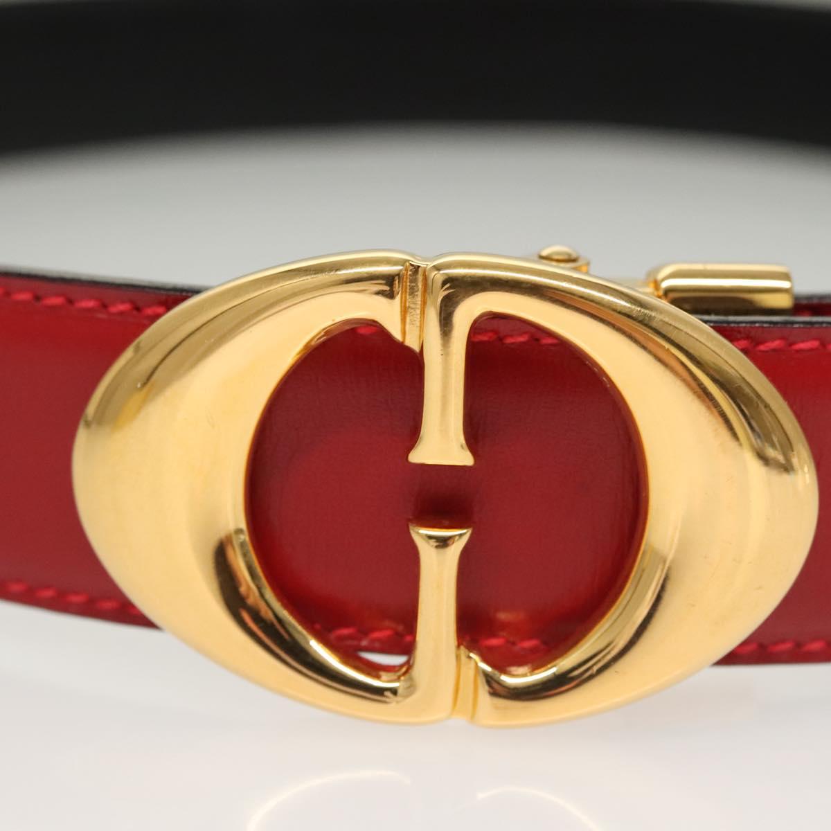 GUCCI Belt Leather 29.9"" Red Gold 037 194 0910 Auth 133494