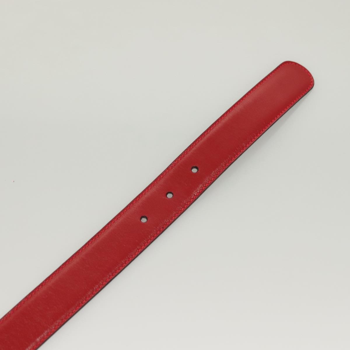 GUCCI Belt Leather 29.9"" Red Gold 037 194 0910 Auth 133494