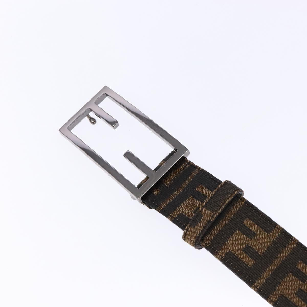 FENDI Zucca Canvas Belt Black Brown Auth 133498
