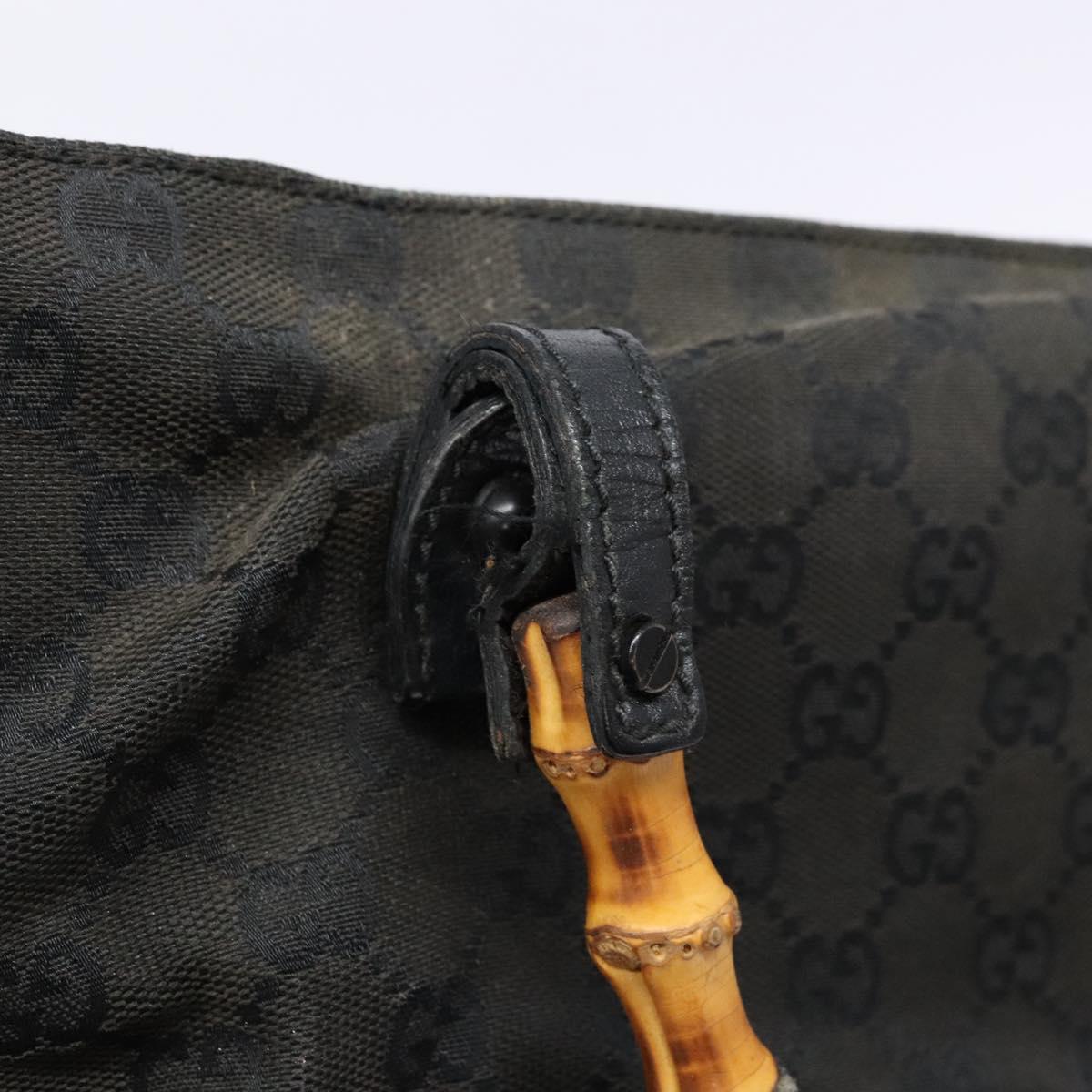 GUCCI Bamboo GG Canvas Hand Bag Black 112530 Auth 133507
