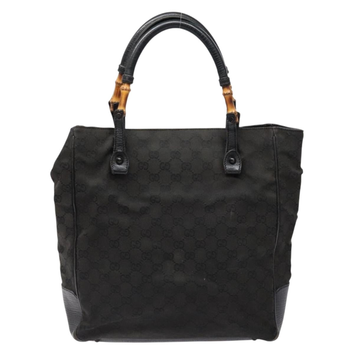 GUCCI Bamboo GG Canvas Hand Bag Black 112530 Auth 133507