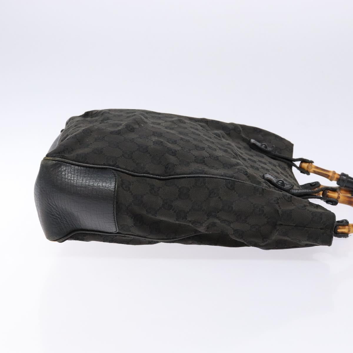 GUCCI Bamboo GG Canvas Hand Bag Black 112530 Auth 133507