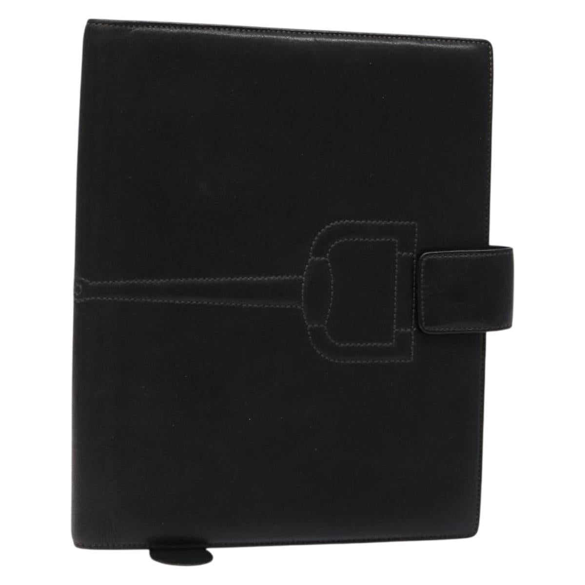 GUCCI Book Cover Leather Black Auth 133512