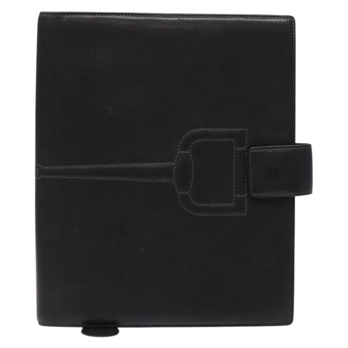 GUCCI Book Cover Leather Black Auth 133512