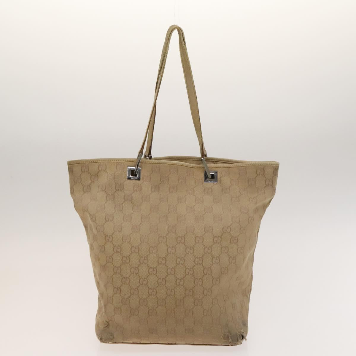 GUCCI GG Canvas Tote Bag 2Set Beige Gold pink Auth 133515