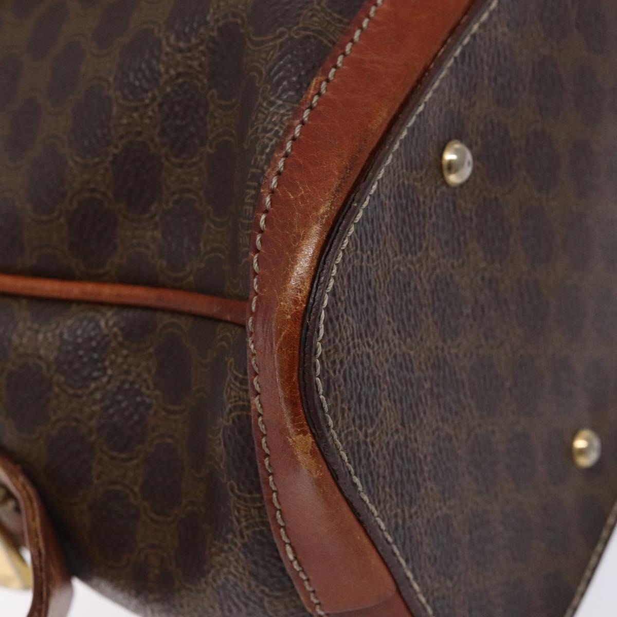 CELINE Macadam Canvas Hand Bag PVC Leather Brown Gold Auth 133564
