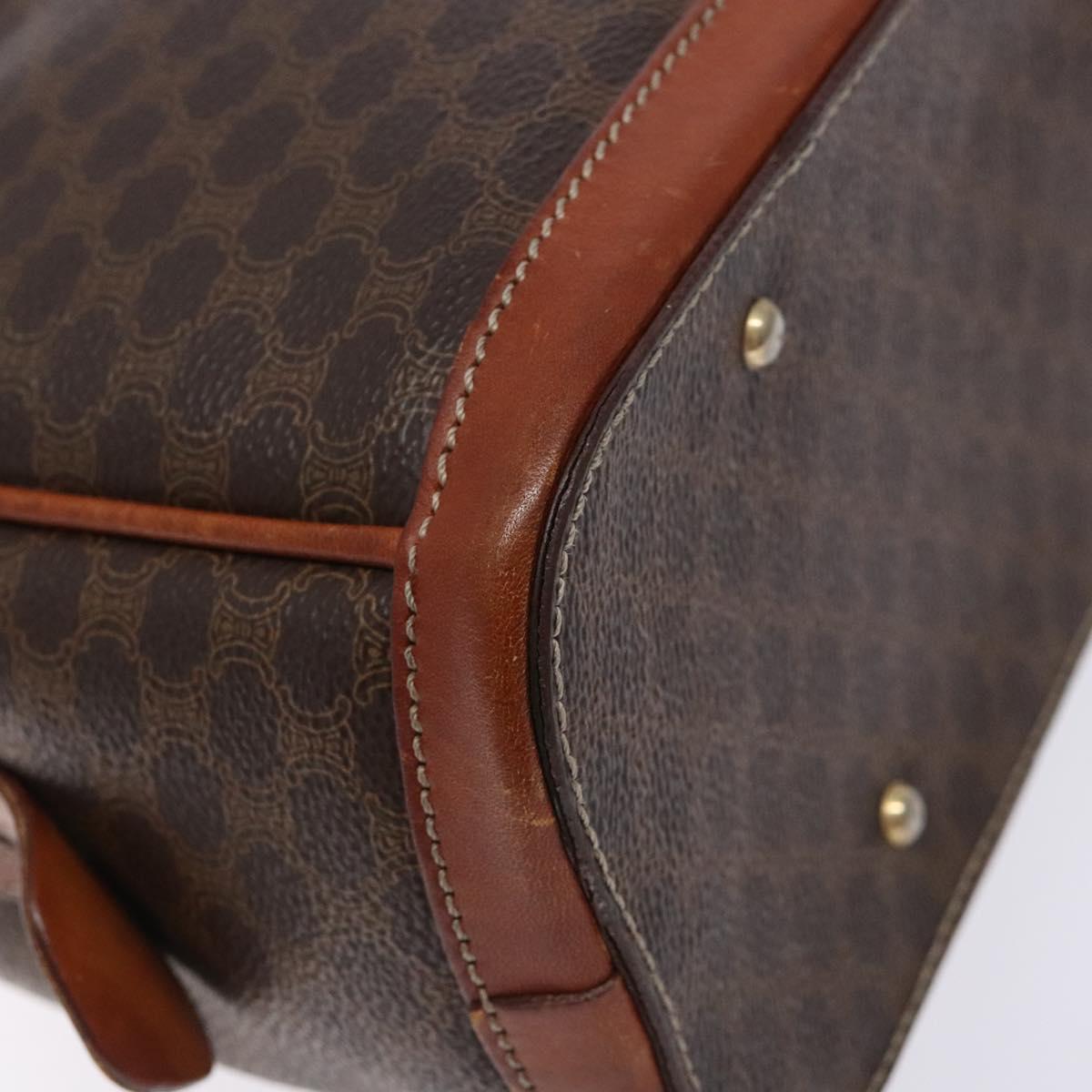CELINE Macadam Canvas Hand Bag PVC Leather Brown Gold Auth 133564
