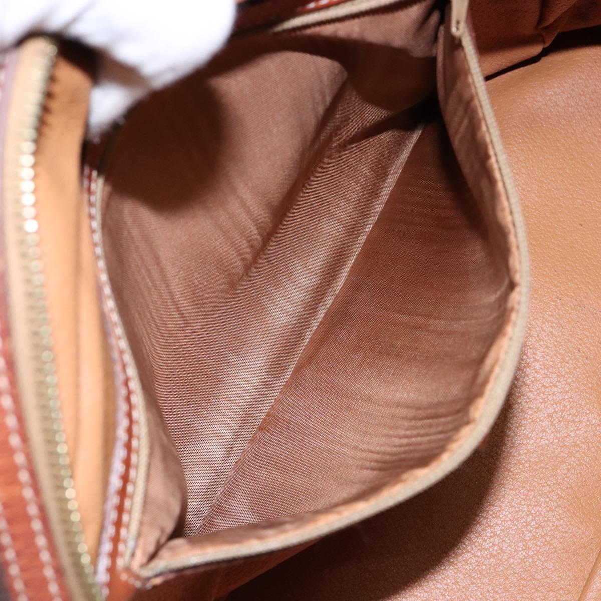 CELINE Macadam Canvas Hand Bag PVC Leather Brown Gold Auth 133564