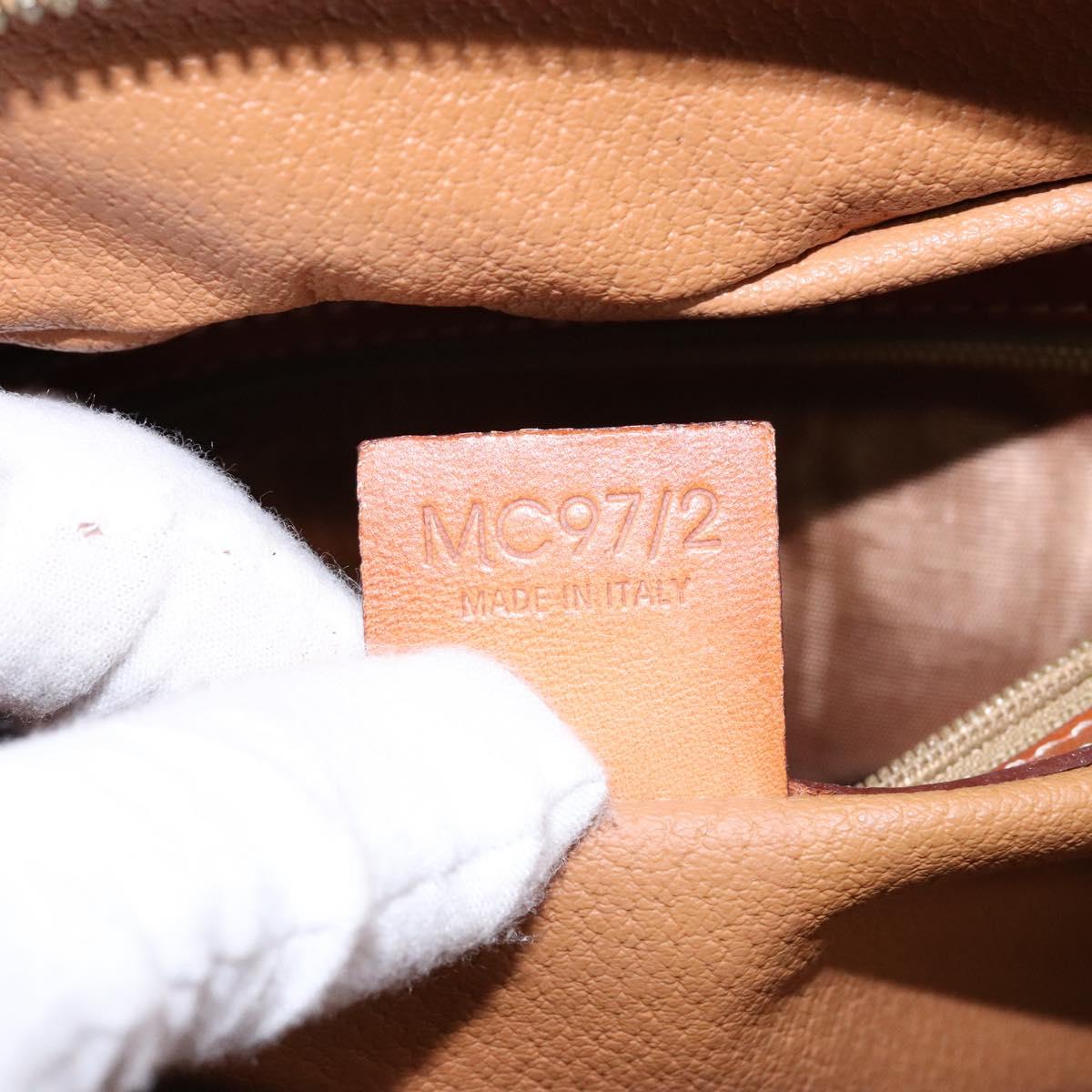 CELINE Macadam Canvas Hand Bag PVC Leather Brown Gold Auth 133564