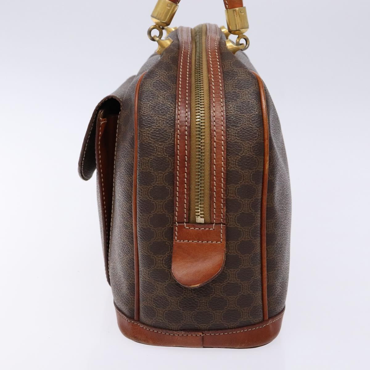 CELINE Macadam Canvas Hand Bag PVC Leather Brown Gold Auth 133564