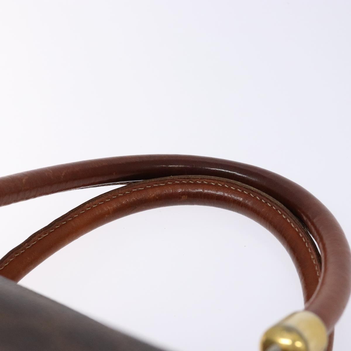 CELINE Macadam Canvas Hand Bag PVC Leather Brown Gold Auth 133564