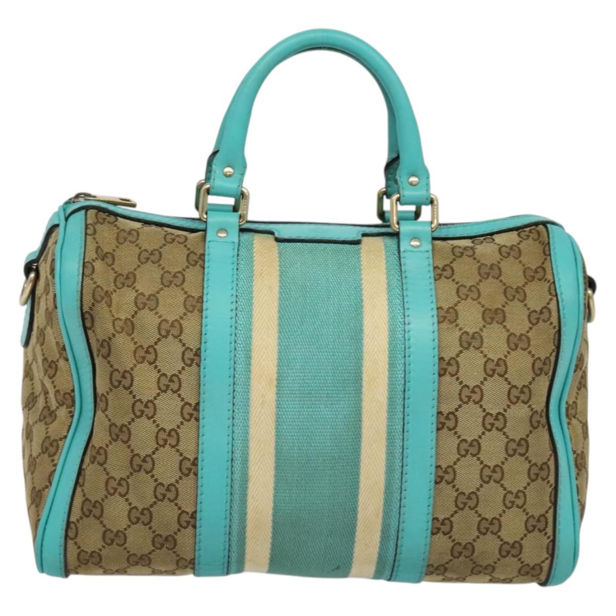 GUCCI GG Canvas Hand Bag 2way Beige Gold 2472005 Auth 133566