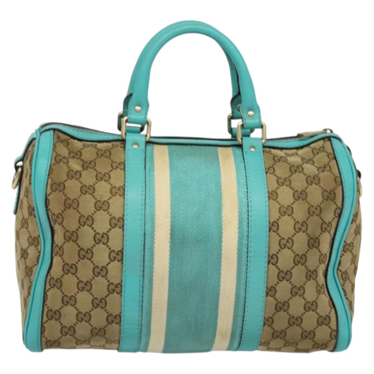 GUCCI GG Canvas Hand Bag 2way Beige Gold 2472005 Auth 133566