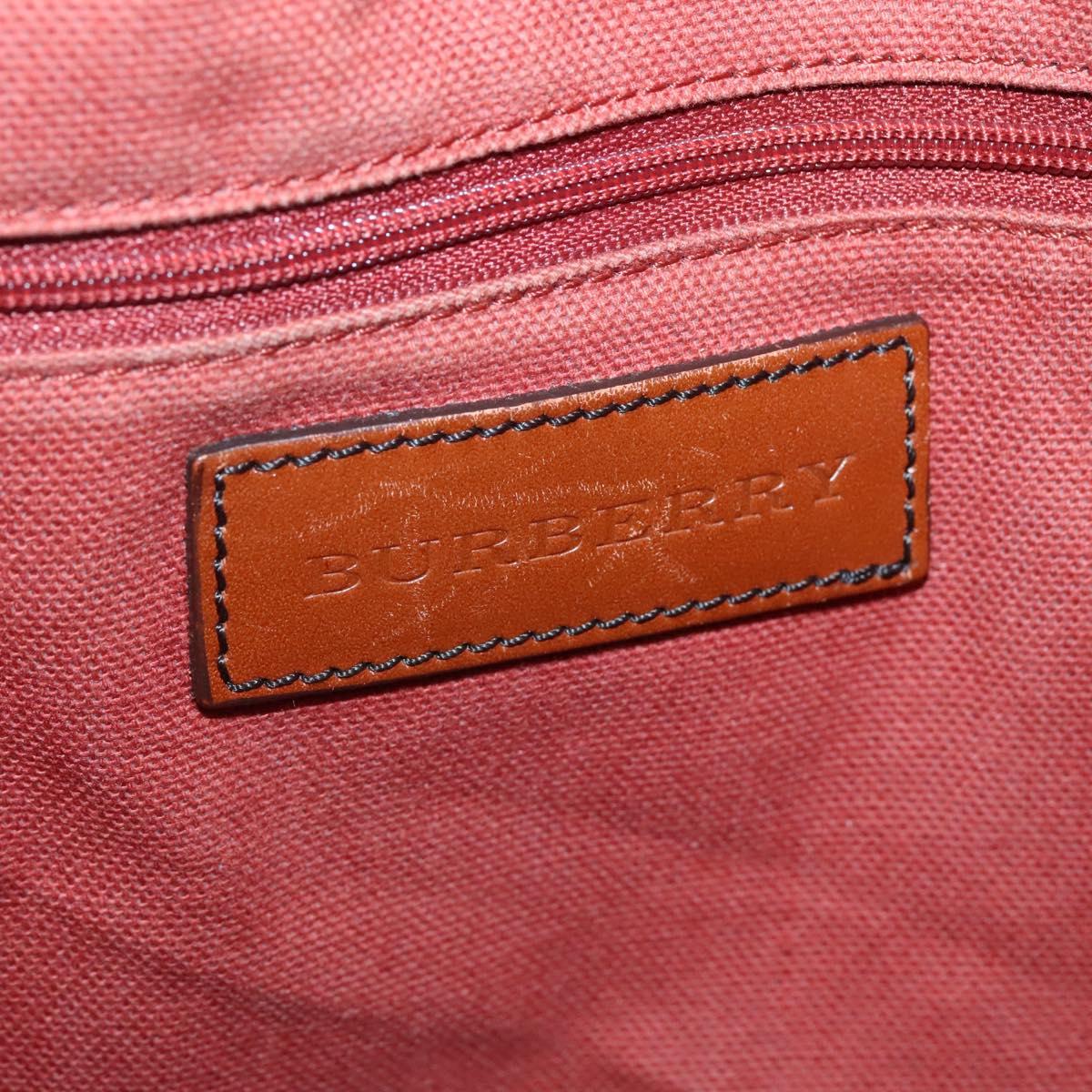 BURBERRY Nova Check Blue Label Tote Bag PVC Suede Beige Brown gold Auth 133568