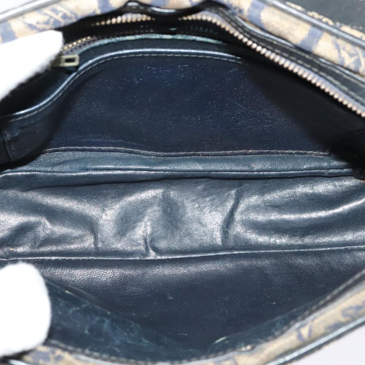 CELINE C Sulky Shoulder Bag Canvas Navy Gold Auth 133571