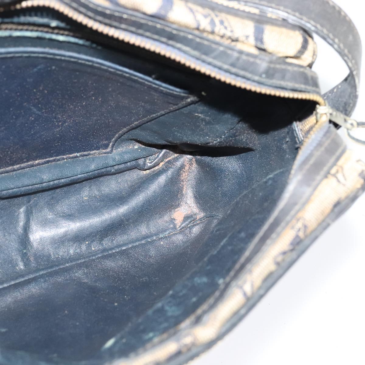 CELINE C Sulky Shoulder Bag Canvas Navy Gold Auth 133571