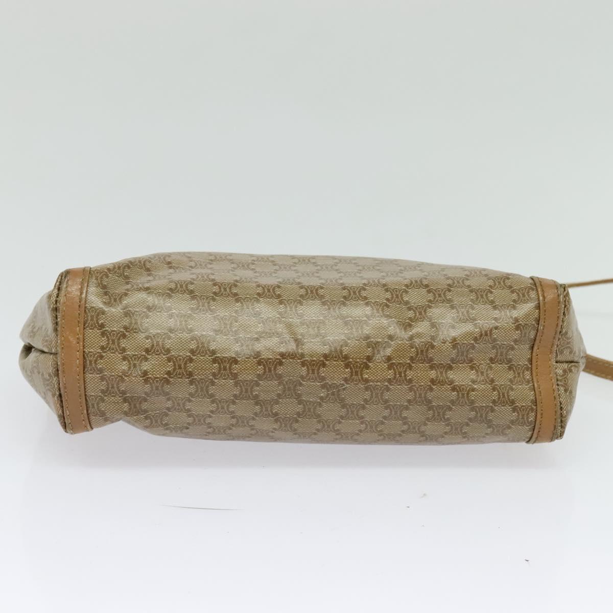 CELINE Macadam Canvas Shoulder Bag PVC Beige Gold Auth 133587