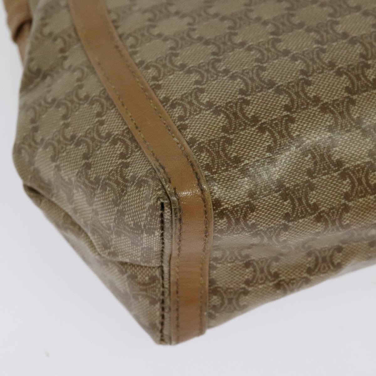 CELINE Macadam Canvas Shoulder Bag PVC Beige Gold Auth 133587