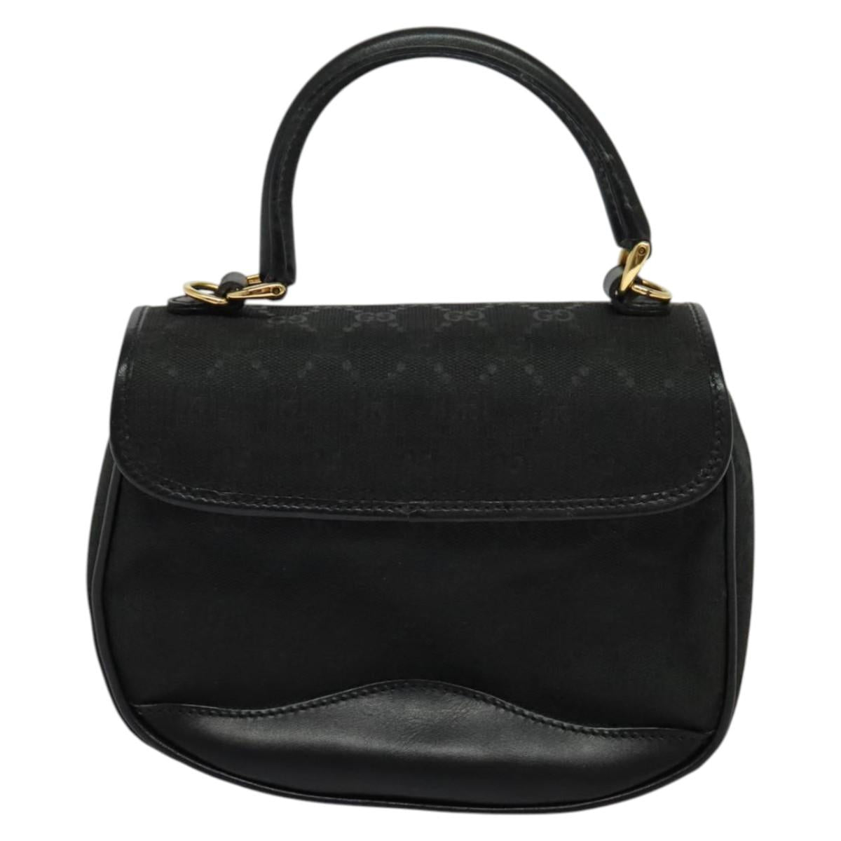 GUCCI GG Canvas Hand Bag 2way Black Gold 000 2058 0321 Auth 133588