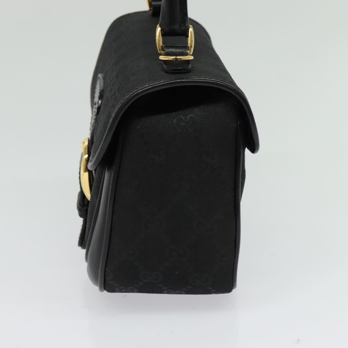 GUCCI GG Canvas Hand Bag 2way Black Gold 000 2058 0321 Auth 133588