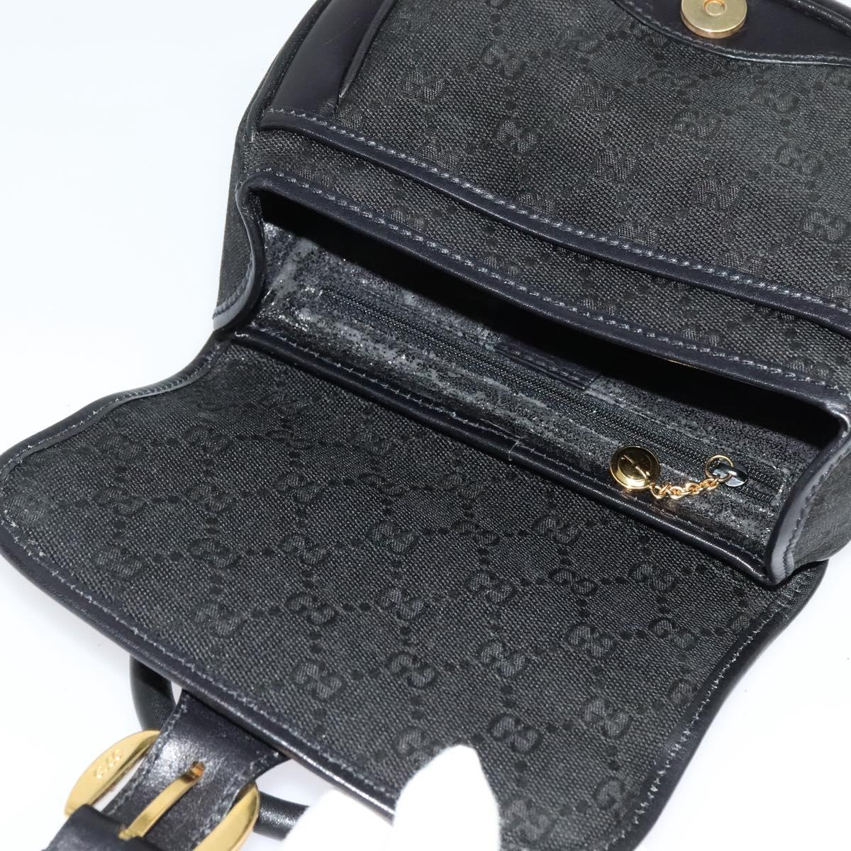 GUCCI GG Canvas Hand Bag 2way Black Gold 000 2058 0321 Auth 133588