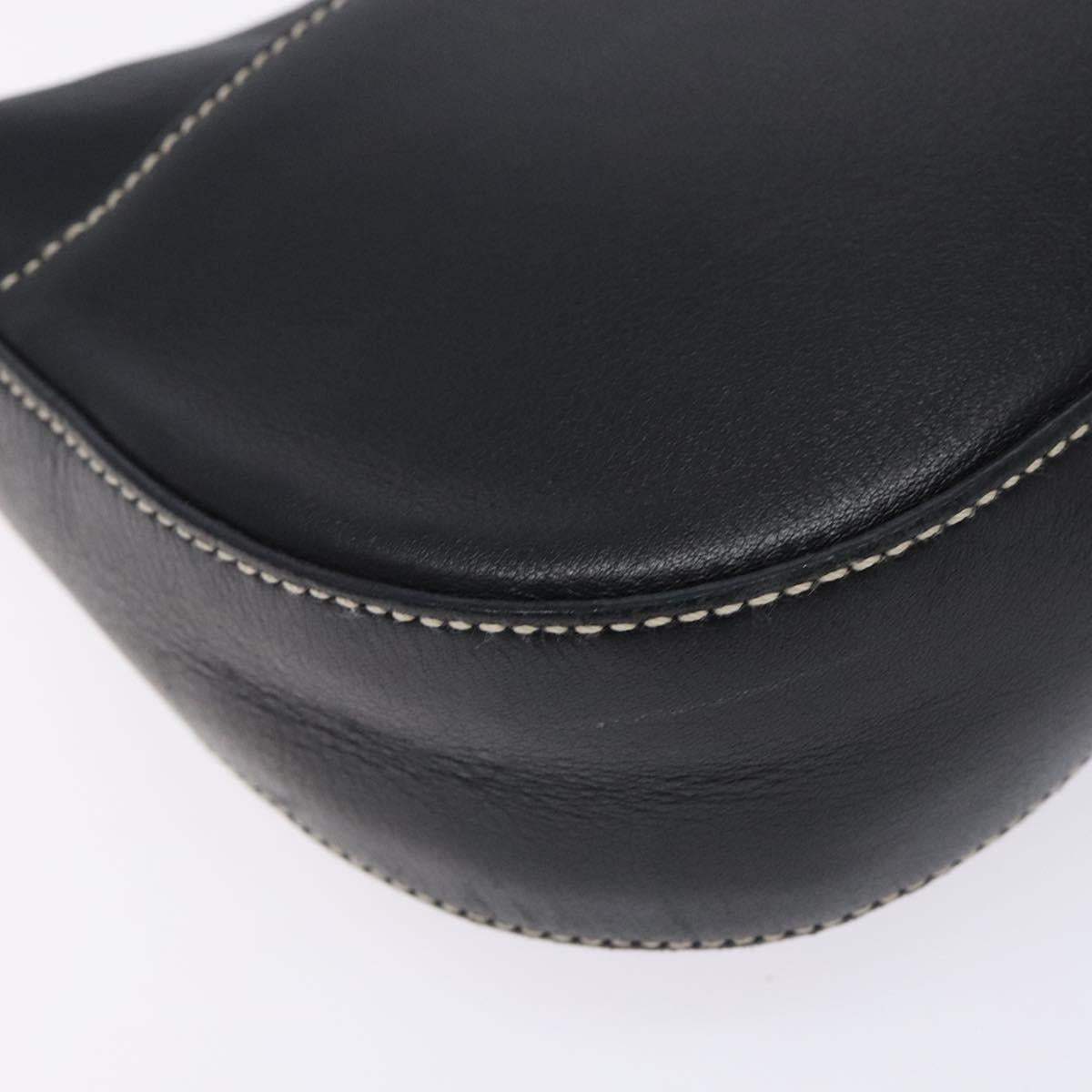 Salvatore Ferragamo Gancini Shoulder Bag Leather Black Silver Auth 133590