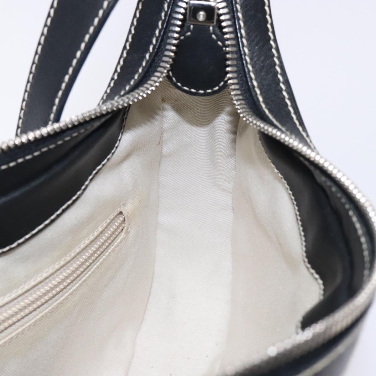 Salvatore Ferragamo Gancini Shoulder Bag Leather Black Silver Auth 133590