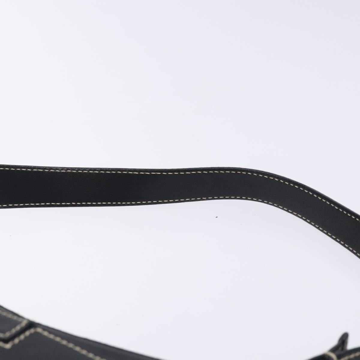 Salvatore Ferragamo Gancini Shoulder Bag Leather Black Silver Auth 133590