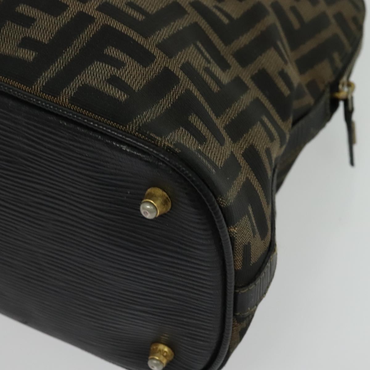 FENDI Zucca Canvas Hand Bag 2way Black Brown gold Auth 133607
