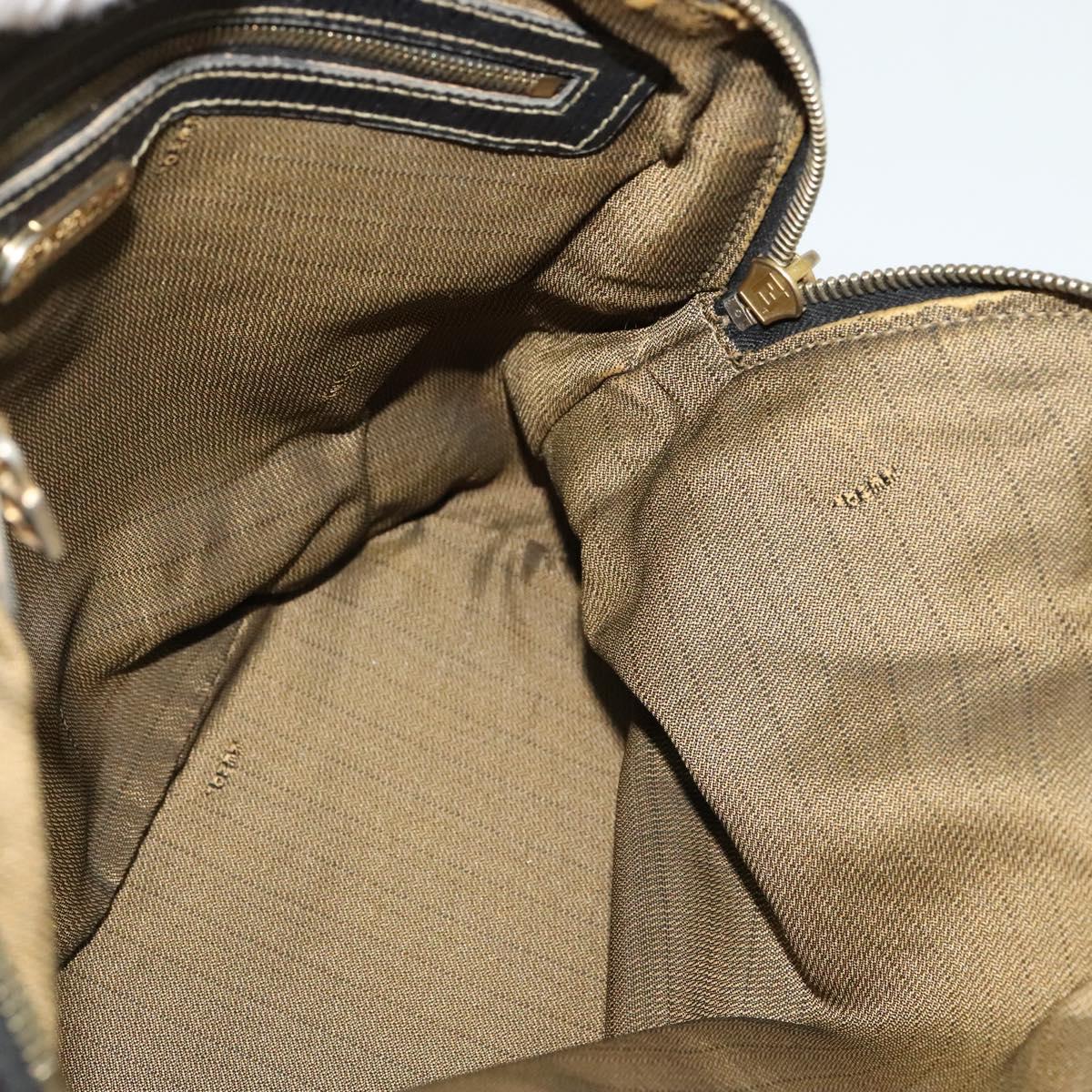 FENDI Zucca Canvas Hand Bag 2way Black Brown gold Auth 133607