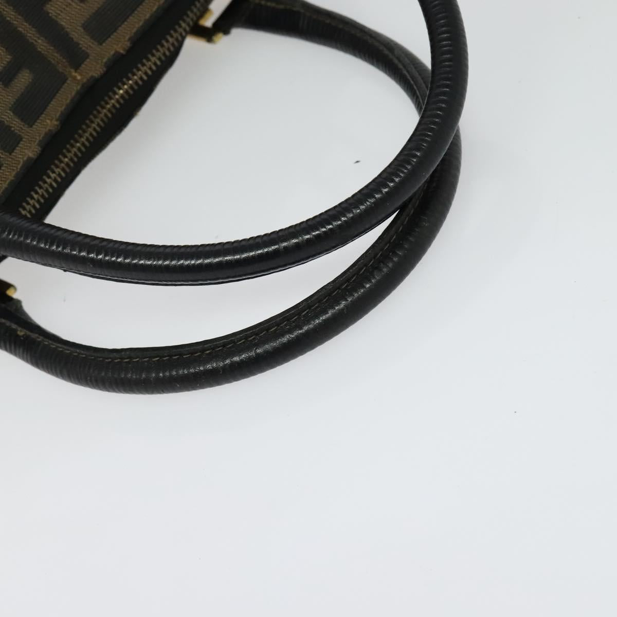 FENDI Zucca Canvas Hand Bag 2way Black Brown gold Auth 133607