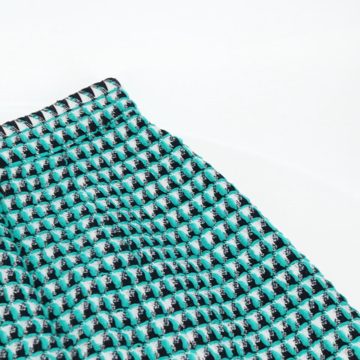 CHANEL Skirt Tweed Green Black CC Auth 133643M