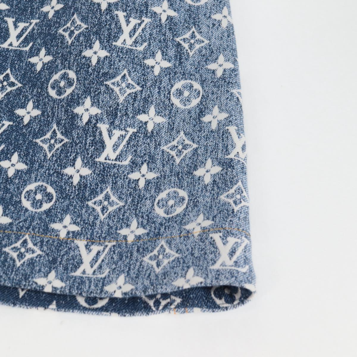 LOUIS VUITTON Monogram Jaguar A line skirt Denim 34 Blue 1A9NK9 LV Auth 133644SAM