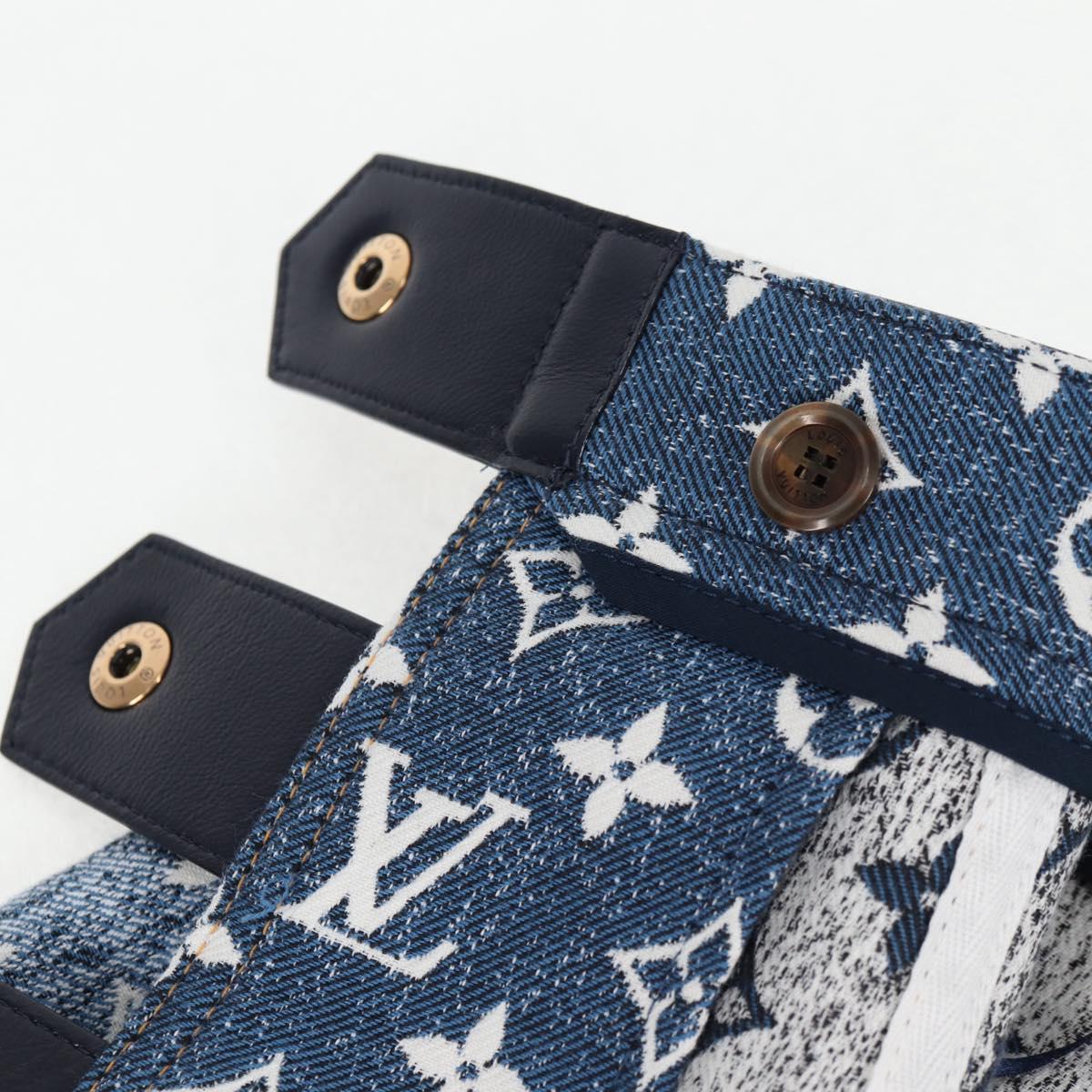LOUIS VUITTON Monogram Jaguar A line skirt Denim 34 Blue 1A9NK9 LV Auth 133644SAM