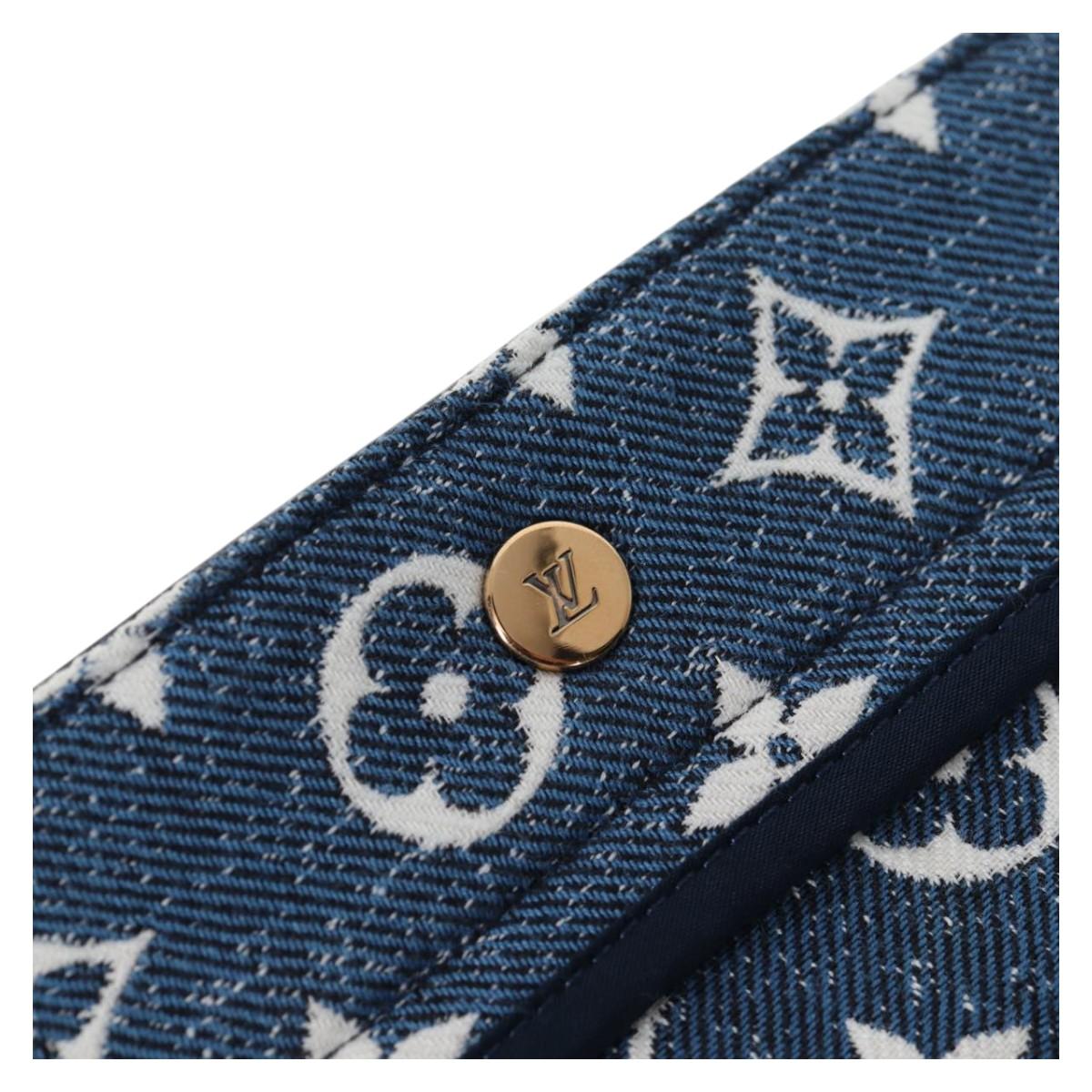 LOUIS VUITTON Monogram Jaguar A line skirt Denim 34 Blue 1A9NK9 LV Auth 133644SAM