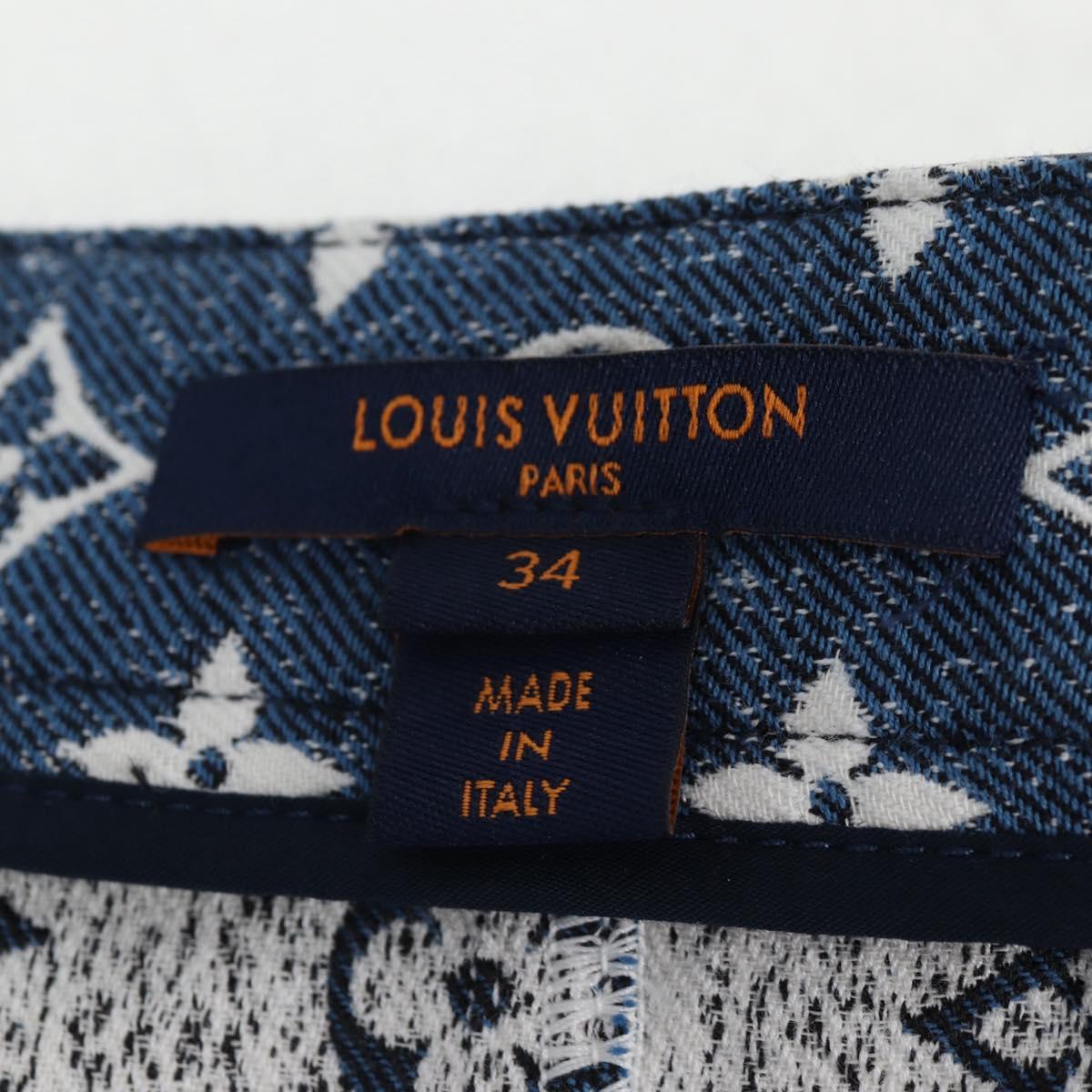 LOUIS VUITTON Monogram Jaguar A line skirt Denim 34 Blue 1A9NK9 LV Auth 133644SAM