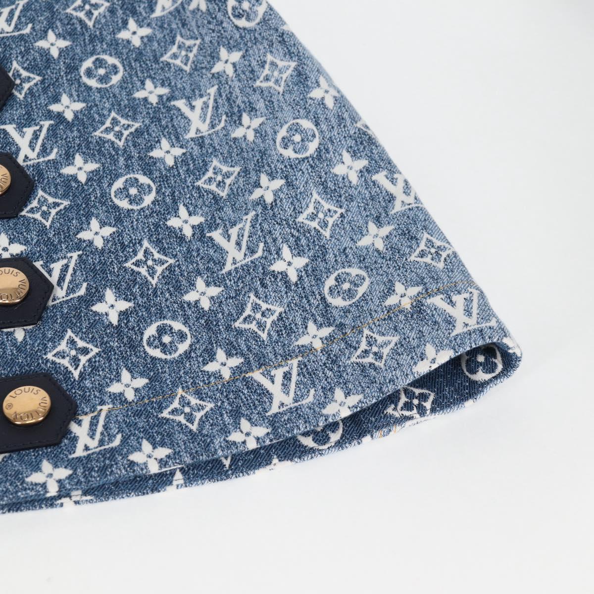 LOUIS VUITTON Monogram Jaguar A line skirt Denim 34 Blue 1A9NK9 LV Auth 133644SAM