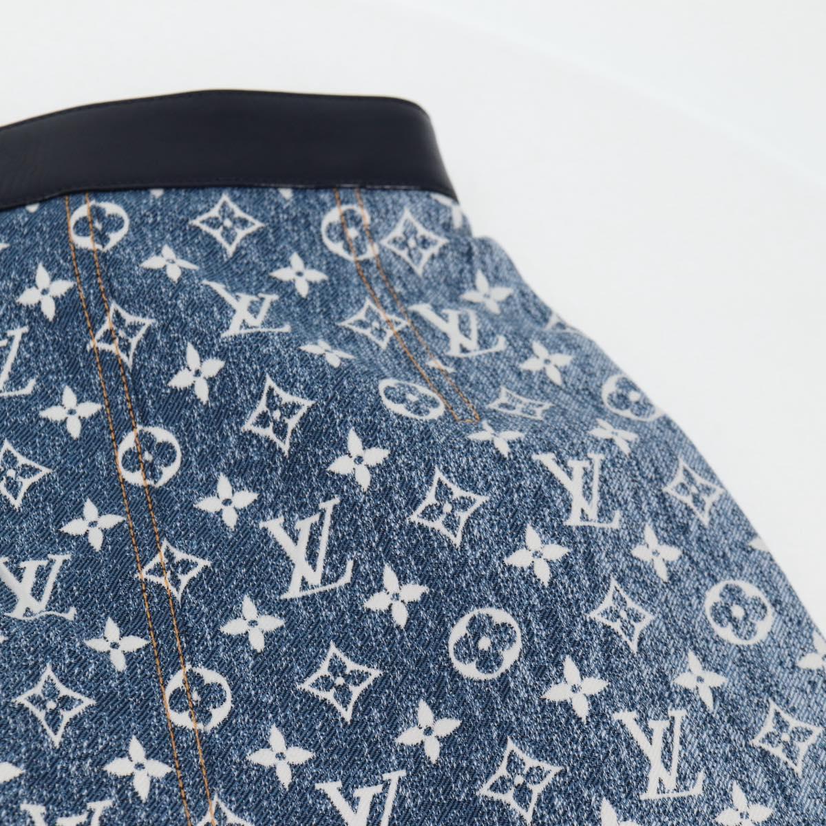 LOUIS VUITTON Monogram Jaguar A line skirt Denim 34 Blue 1A9NK9 LV Auth 133644SAM