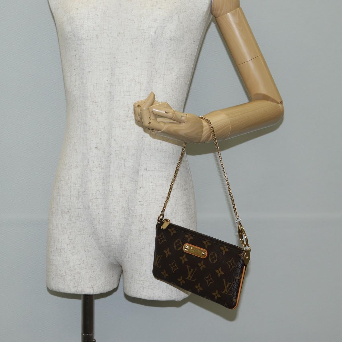 LOUIS VUITTON Monogram Chain Pochette Mila MM Pouch M60094 Auth 133662V