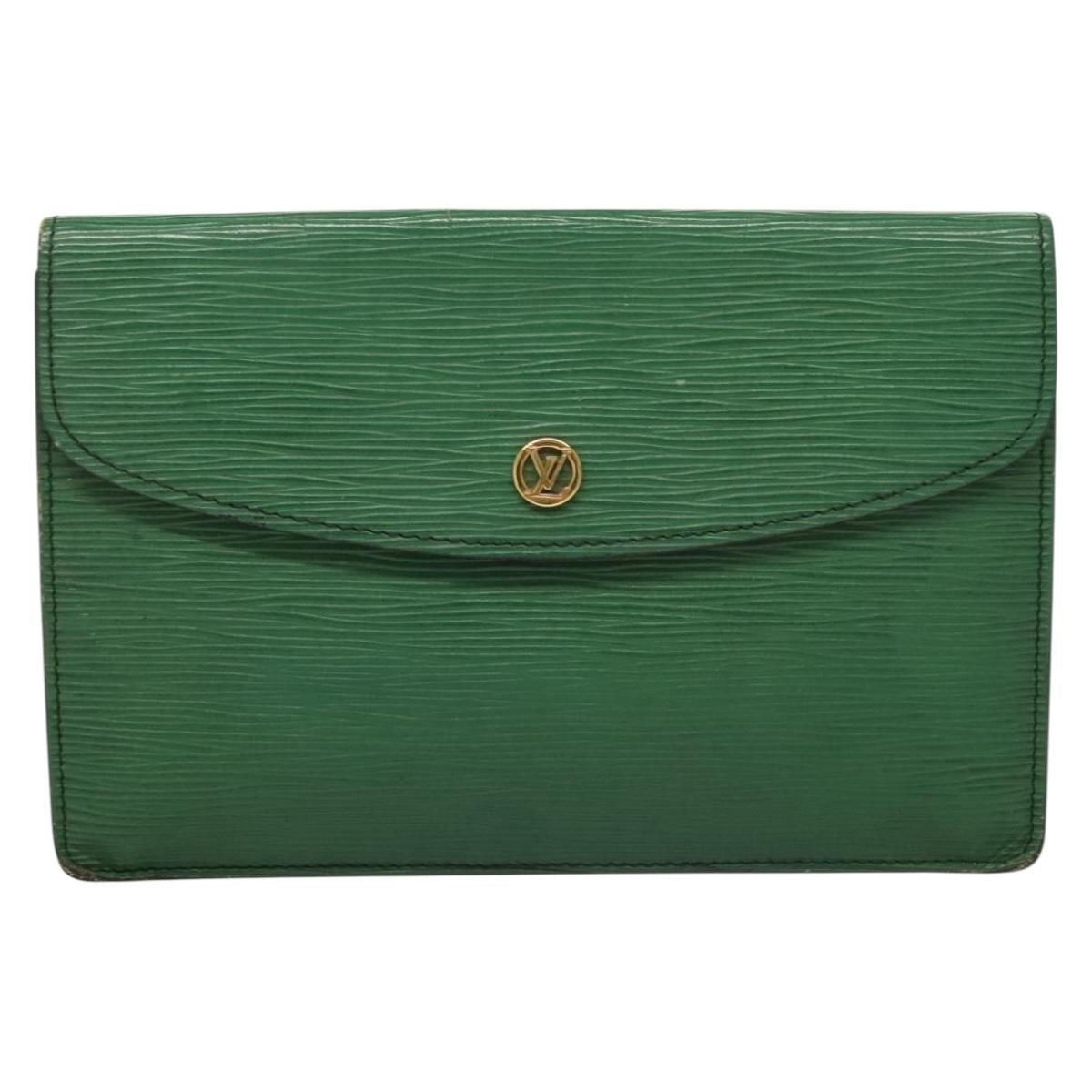 LOUIS VUITTON Epi Montaigne 23 Clutch Bag Green M52664 LV Auth 133690