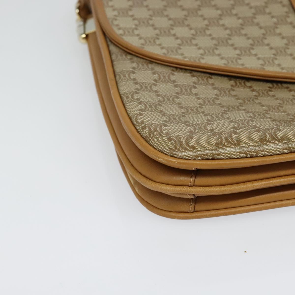 CELINE Macadam Canvas Shoulder Bag PVC Beige Gold Auth 133723