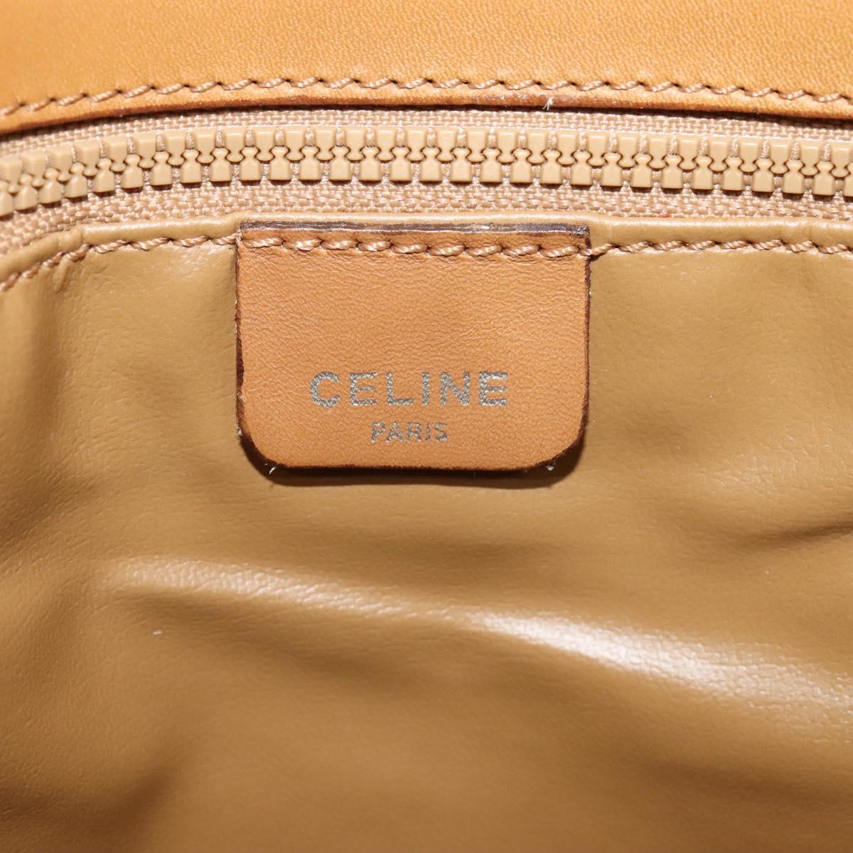 CELINE Macadam Canvas Shoulder Bag PVC Beige Gold Auth 133723