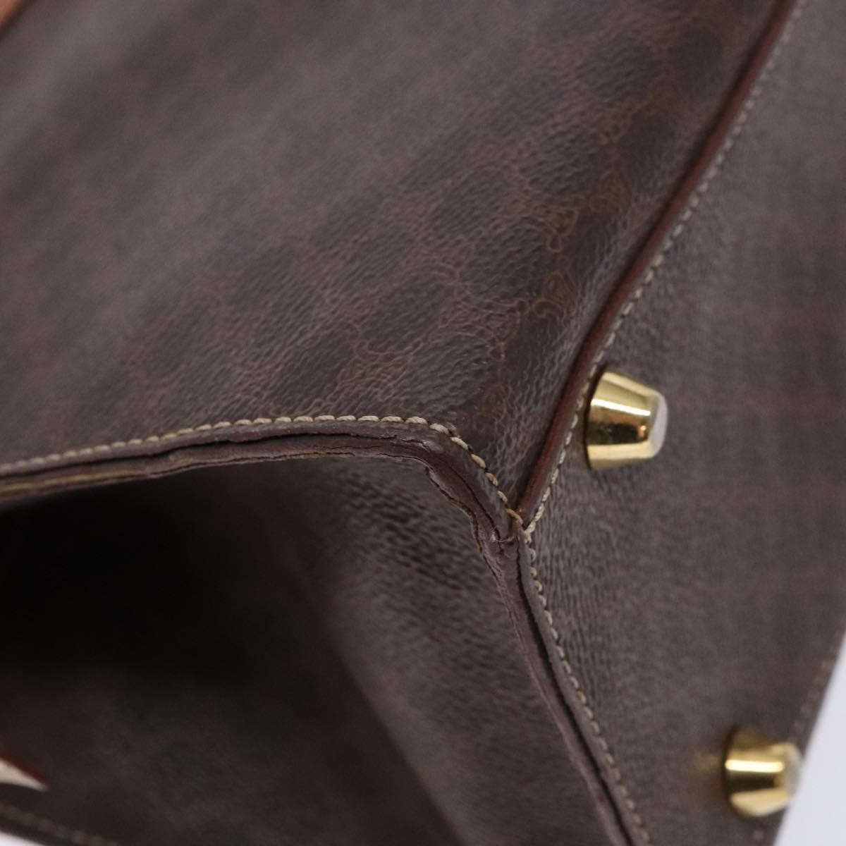 CELINE Macadam Canvas Hand Bag PVC Leather Brown Gold Auth 133724