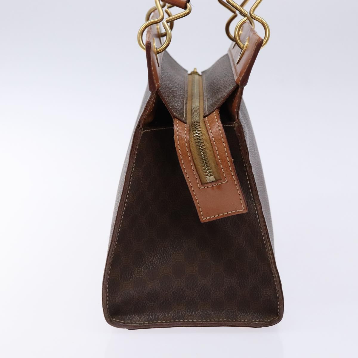 CELINE Macadam Canvas Hand Bag PVC Leather Brown Gold Auth 133724