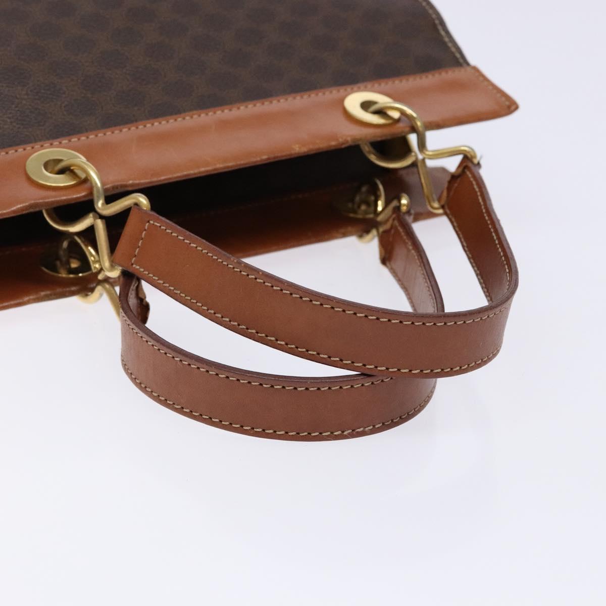 CELINE Macadam Canvas Hand Bag PVC Leather Brown Gold Auth 133724