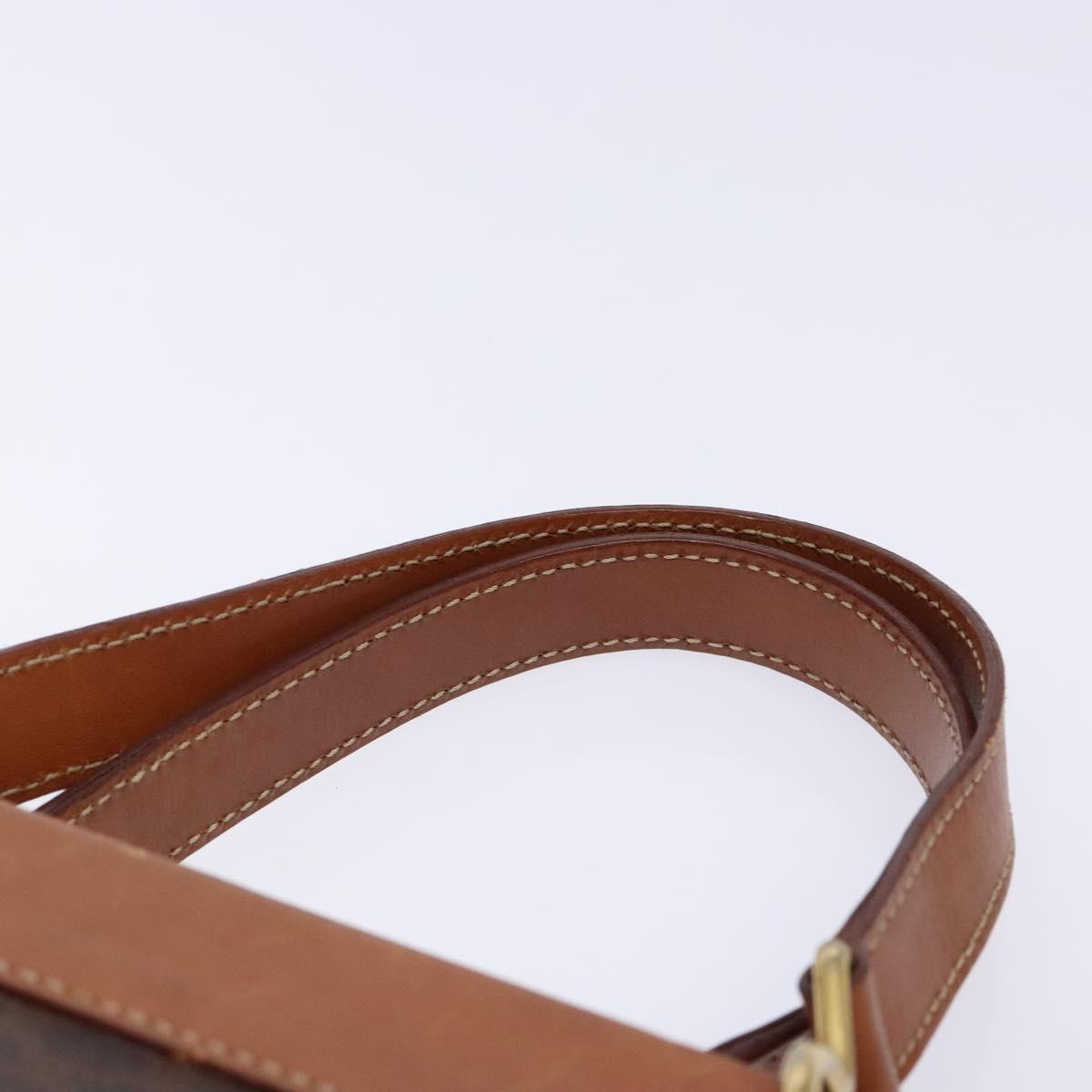 CELINE Macadam Canvas Hand Bag PVC Leather Brown Gold Auth 133724
