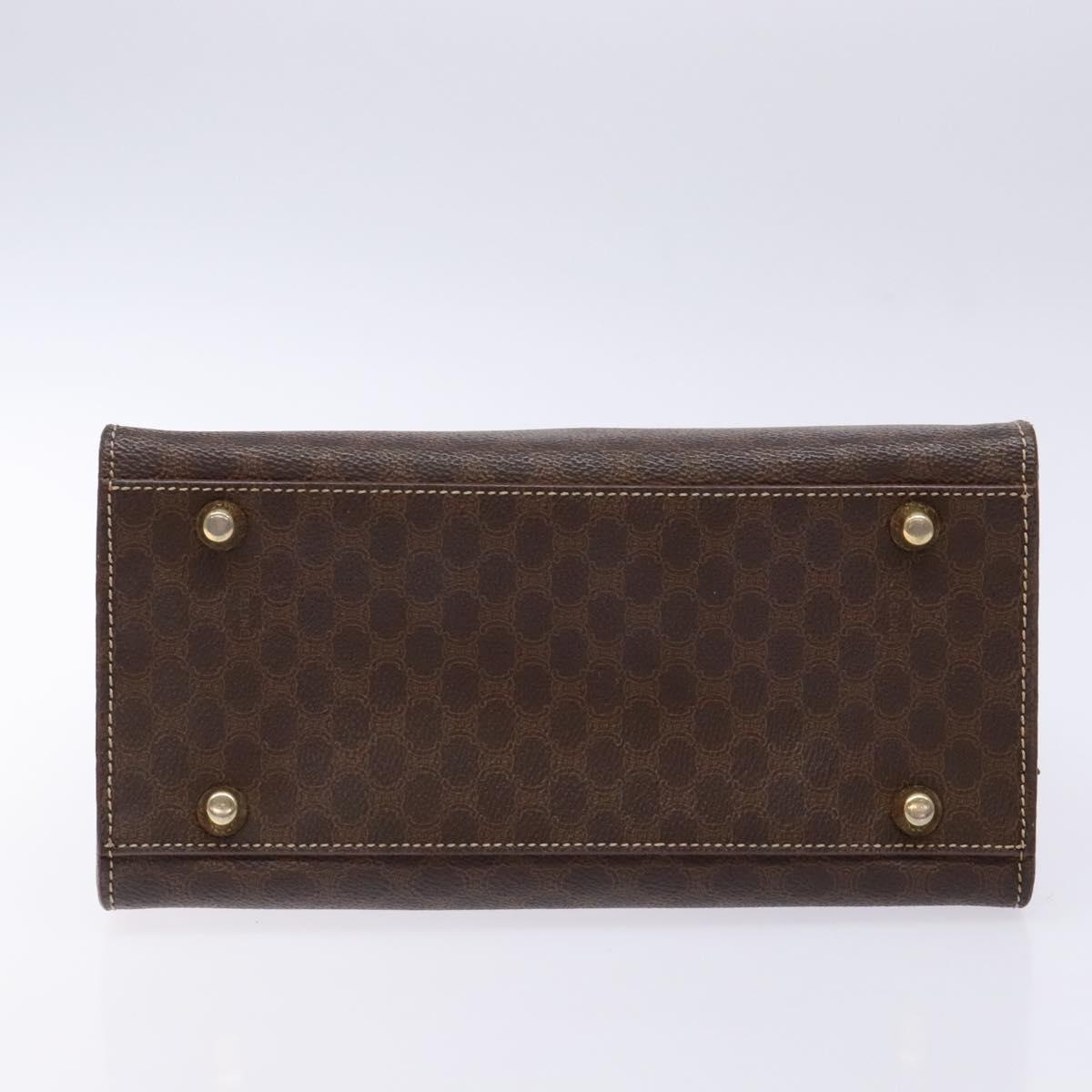 CELINE Macadam Canvas Hand Bag PVC Leather Brown Gold Auth 133724